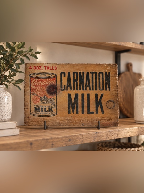Vintage Other - Vintage Milk Decorative Wood Plaque - Brown